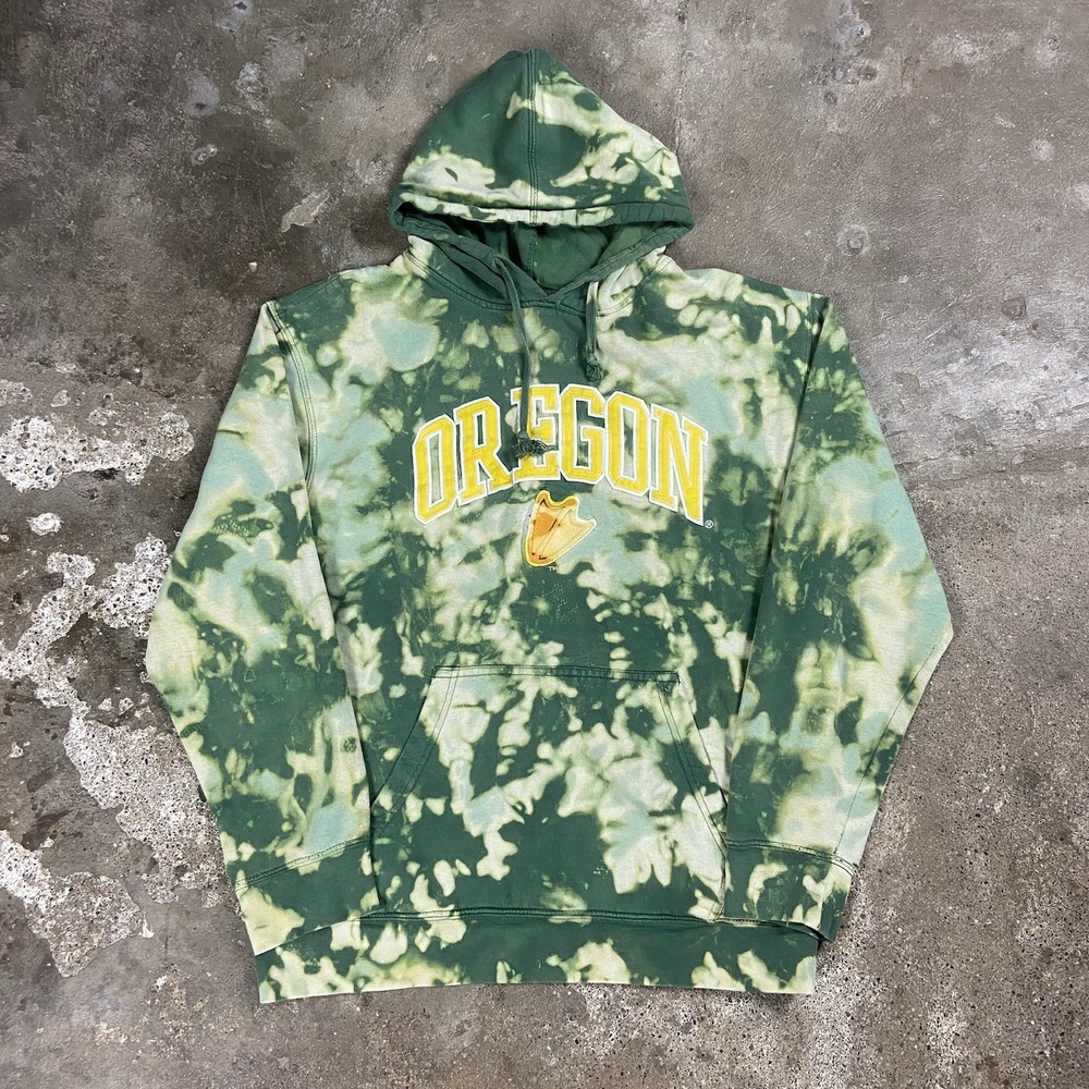 Vintage Genuine Stuff Oregon Ducks Sweatshirt Size Medium Green Tie Dye Pullover